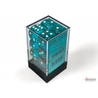 Translucent Teal/white 16mm d6 Dice Block (12 dice) (CHX23615)