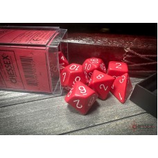  Opaque Polyhedral Red/white 7-Die Set (CHX25404)