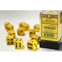  Opaque 16mm d6 Yellow/black Dice Block™ (12 dice) (CHX25602)