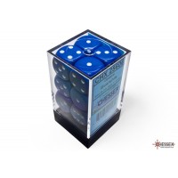 Opaque Blue/white 16mm d6 Dice Block (12 dice) (CHX25606)