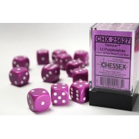  Opaque 16mm d6 Light Purple/white Dice Block™ (12 dice) (CHX25627)