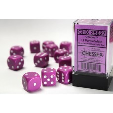  Opaque 16mm d6 Light Purple/white Dice Block™ (12 dice) (CHX25627)