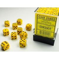 Opaque Yellow/black 12mm d6 Dice Block (36 dice) (CHX25802)