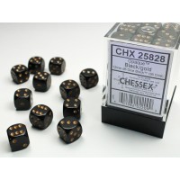 Opaque Black/gold 12mm d6 Dice Block (36 dice) (CHX25828)