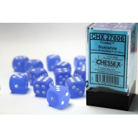 Frosted Blue/white 16mm d6 Dice Block (12 dice) (CHX27606)
