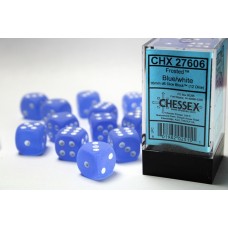 Frosted Blue/white 16mm d6 Dice Block (12 dice) (CHX27606) Frosted Blue/white 16mm d6 Dice Block (12 dice) (CHX27606)