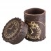 Steampunk Brown & golden Leather Dice Cup (QCSTE102)
