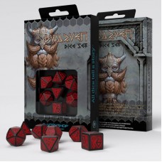 Dwarven Black & red Dice Set (7) (QSDWA06)