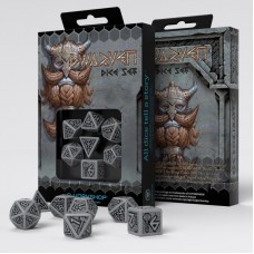 Dwarven Gray & black Dice Set (7) (QSDWA12)