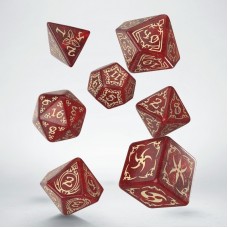 Tribal Dice Set: Shimmering red & Beige (QSTRB03)