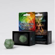 D20 Level Counter Green & white Die (1) (Q20LEV14)